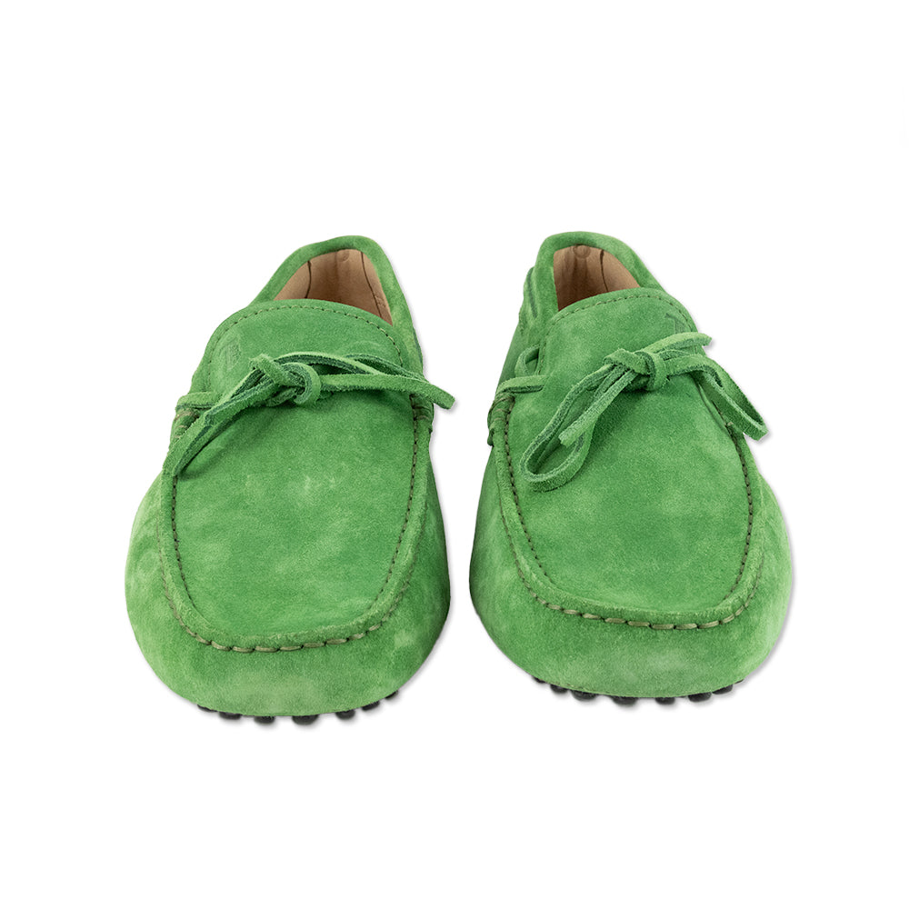 Tods Mens Green Suede Loafer