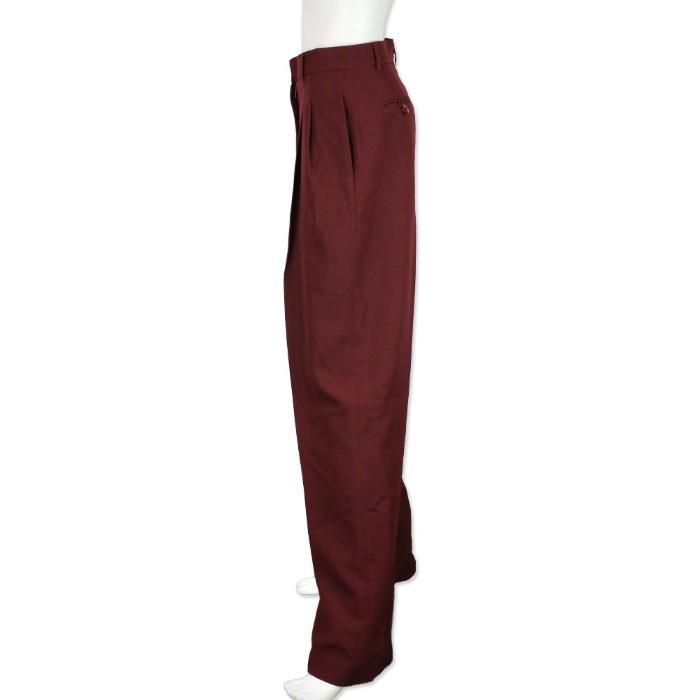 Tolu Coker Burgundy Grain de Poudre Pleated Wide-Leg Pants