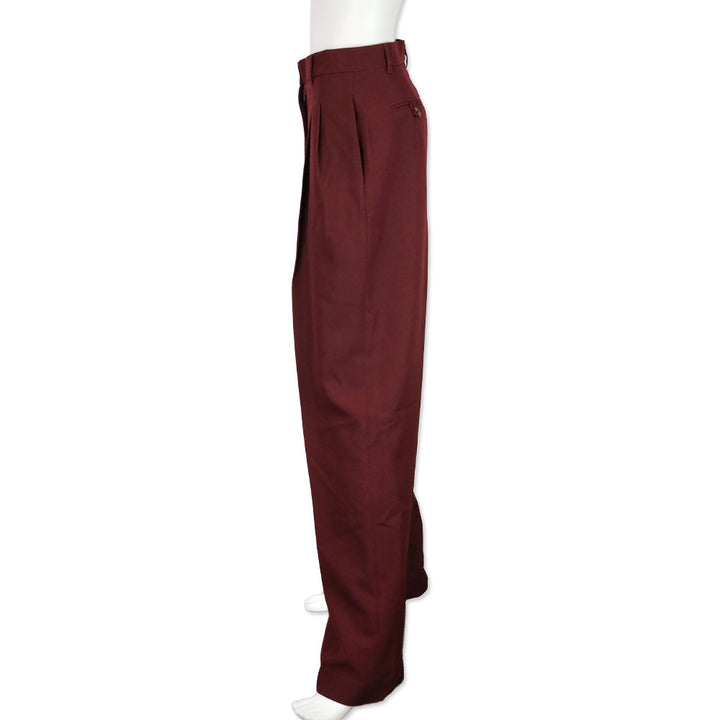 Tolu Coker Burgundy Grain de Poudre Pleated Wide-Leg Pants