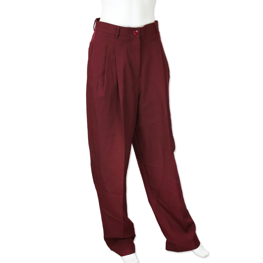 Tolu Coker Burgundy Grain de Poudre Pleated Wide-Leg Pants