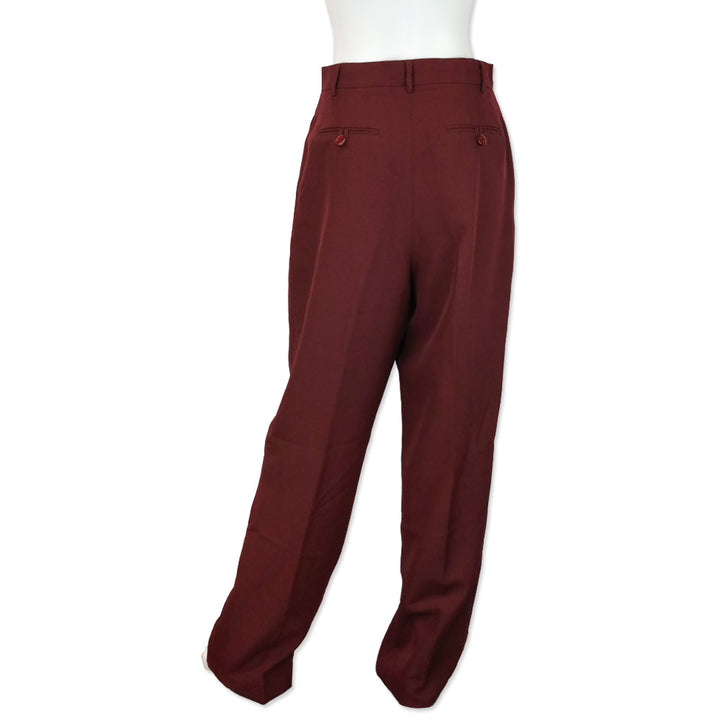 Tolu Coker Burgundy Grain de Poudre Pleated Wide-Leg Pants