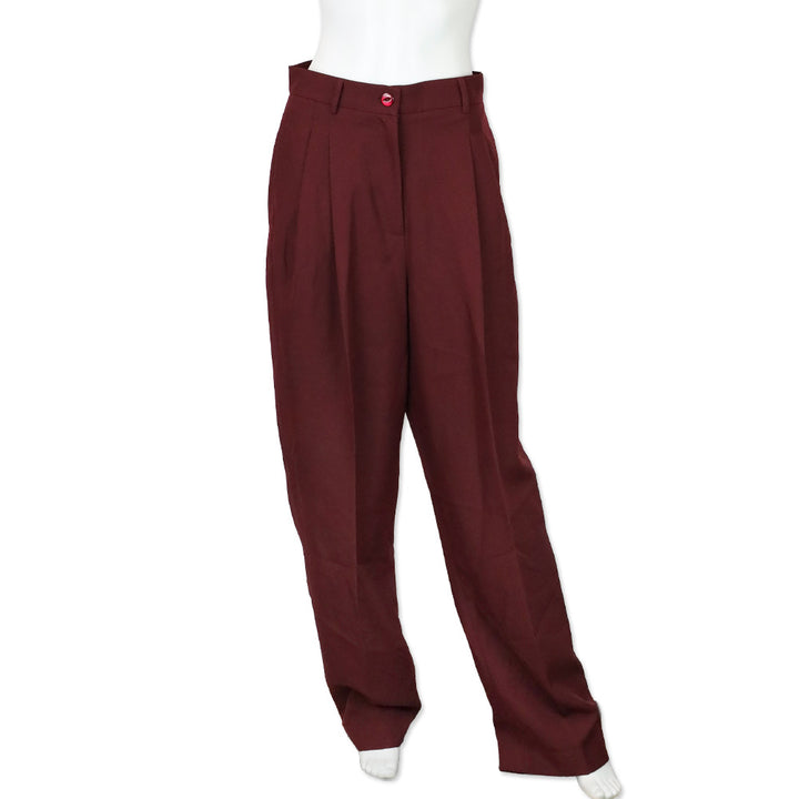 Tolu Coker Burgundy Grain de Poudre Pleated Wide-Leg Pants