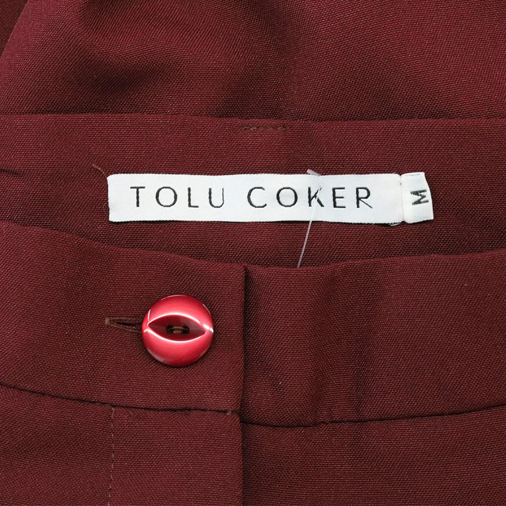 Tolu Coker Burgundy Grain de Poudre Pleated Wide-Leg Pants