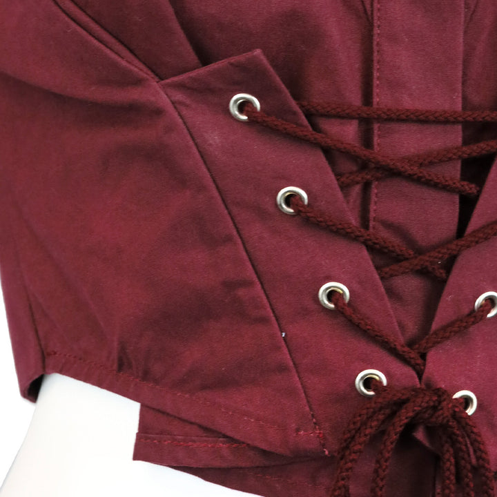 Tolu Coker Burgundy Lace-Up Cotton Poplin Cropped Shirt