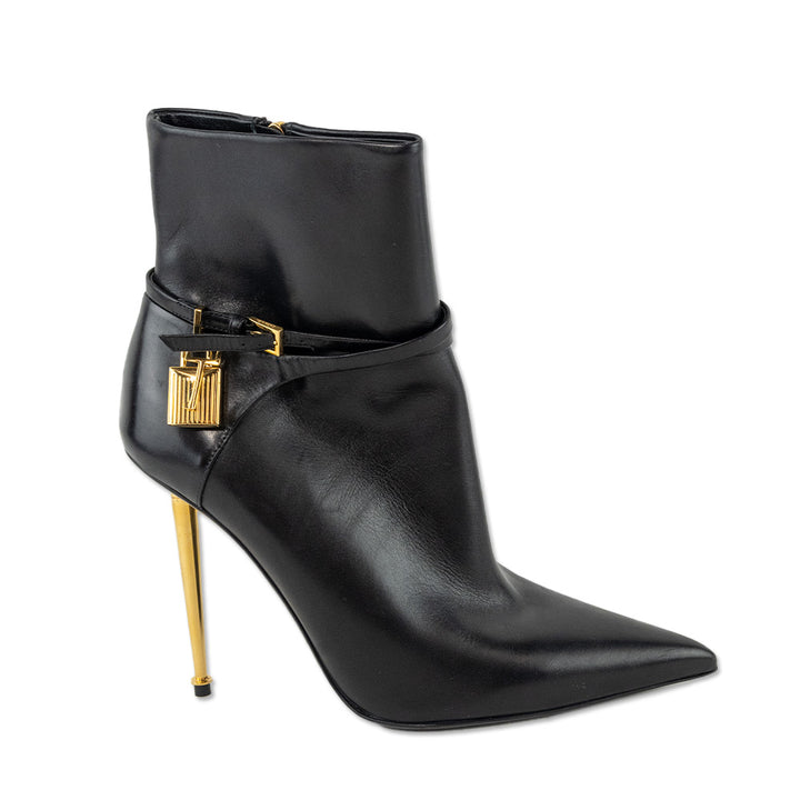 Tom Ford Black Leather Padlock Ankle Boot