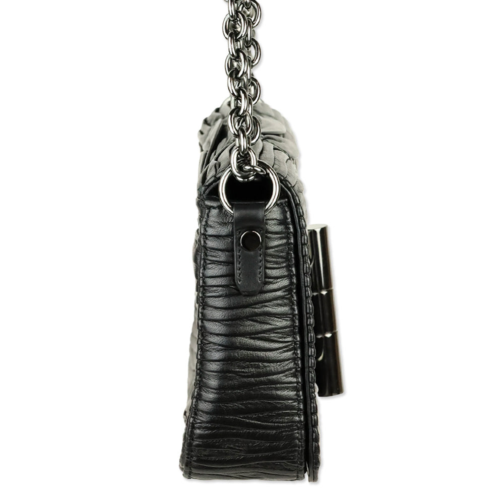 Tom Ford Black Pleated Leather Natalia Chain Shoulder Bag