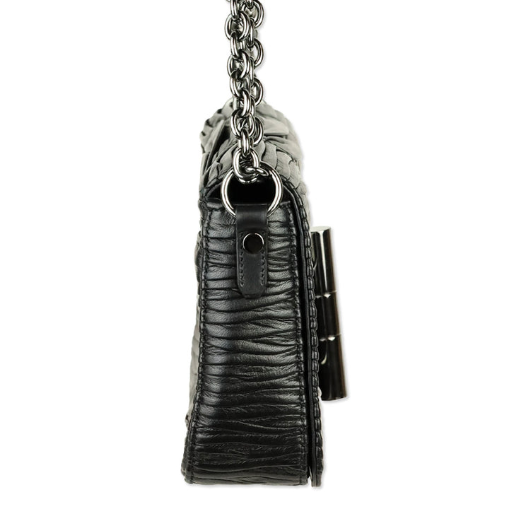 Tom Ford Black Pleated Leather Natalia Chain Shoulder Bag