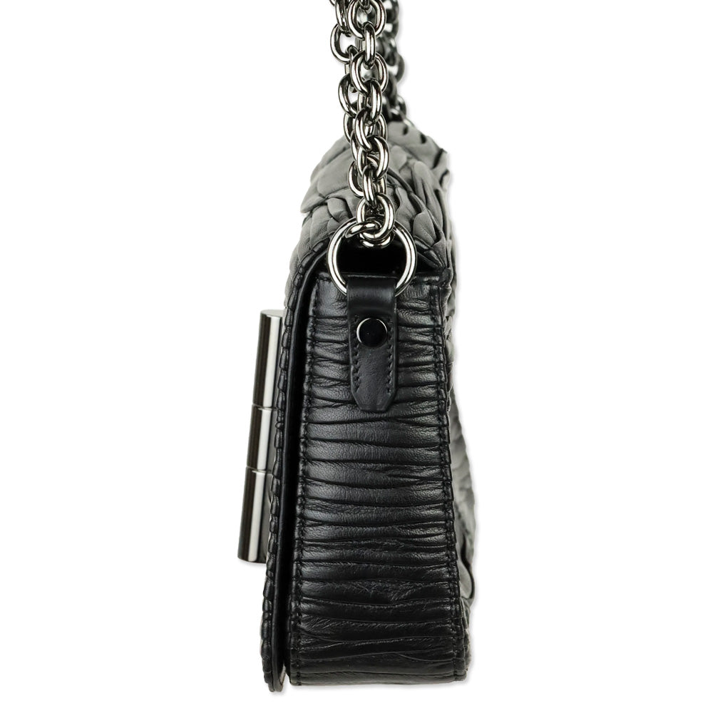 Tom Ford Black Pleated Leather Natalia Chain Shoulder Bag