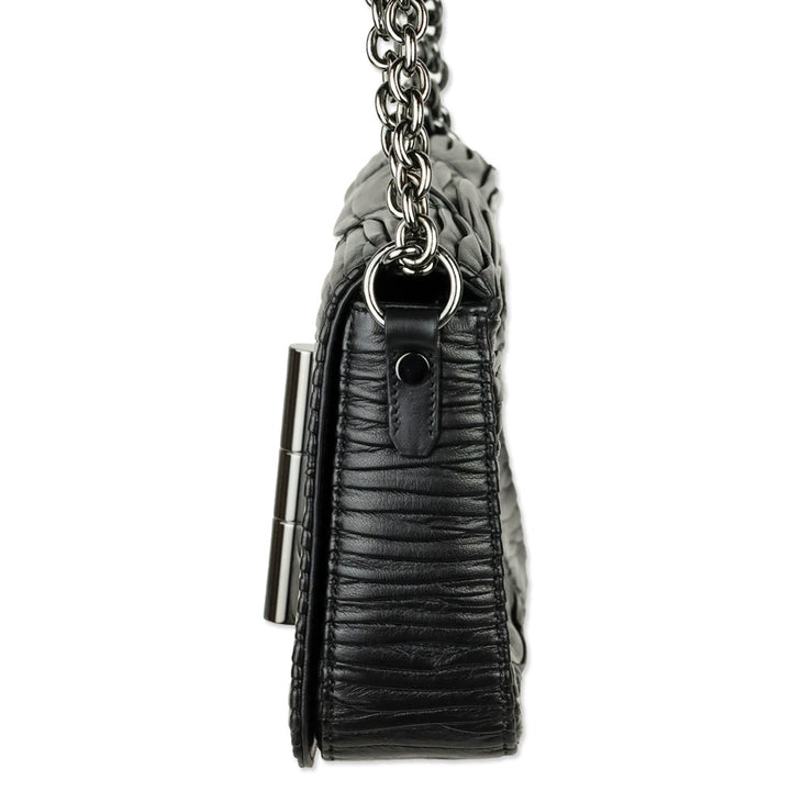 Tom Ford Black Pleated Leather Natalia Chain Shoulder Bag