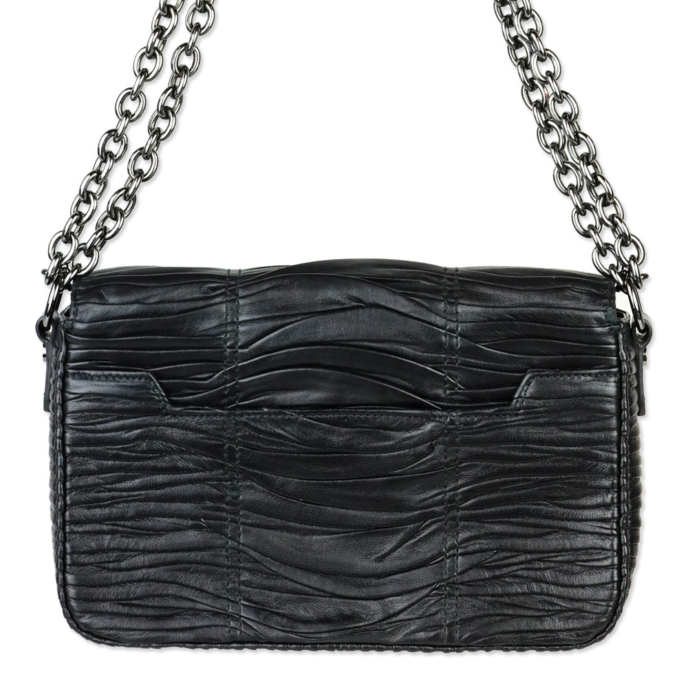 Tom Ford Black Pleated Leather Natalia Chain Shoulder Bag