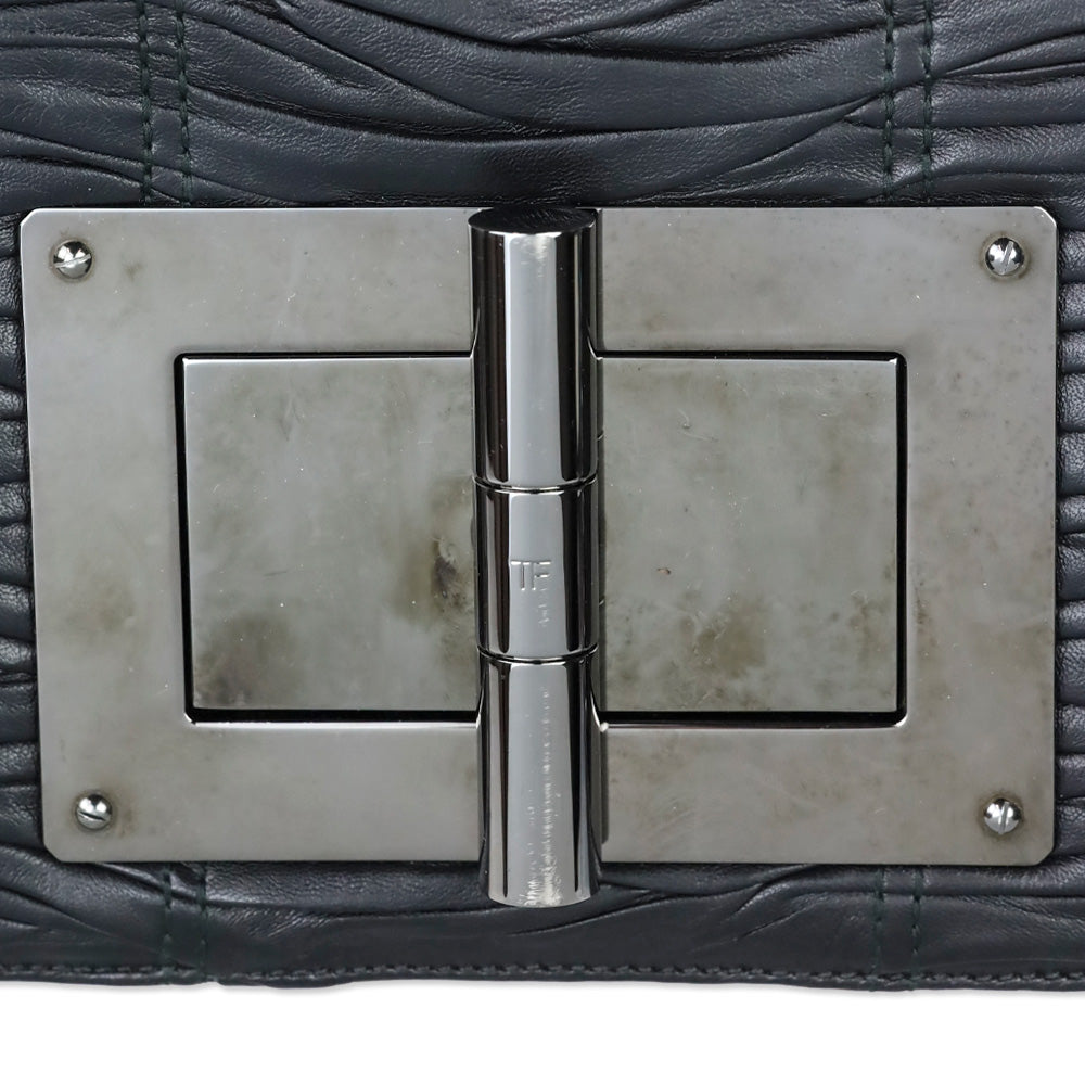 Tom Ford Black Pleated Leather Natalia Chain Shoulder Bag