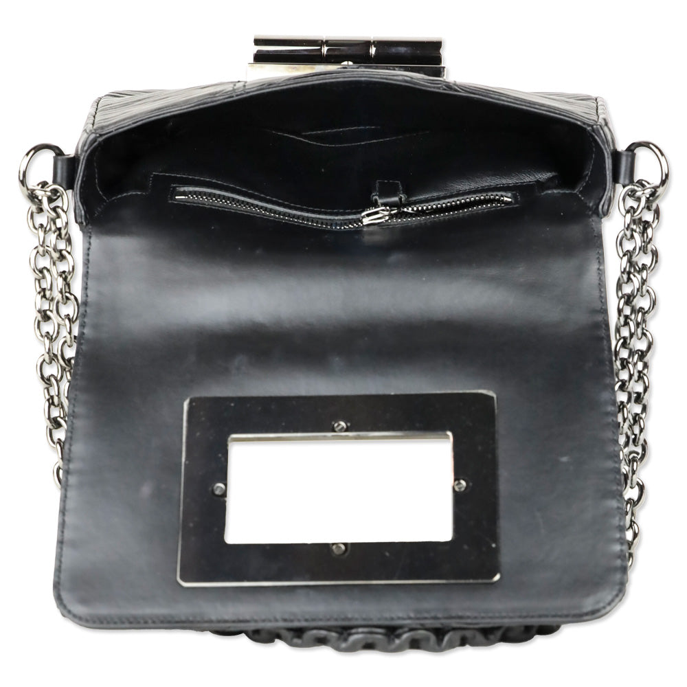 Tom Ford Black Pleated Leather Natalia Chain Shoulder Bag