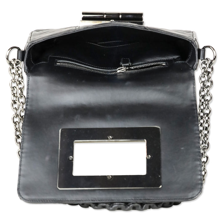 Tom Ford Black Pleated Leather Natalia Chain Shoulder Bag