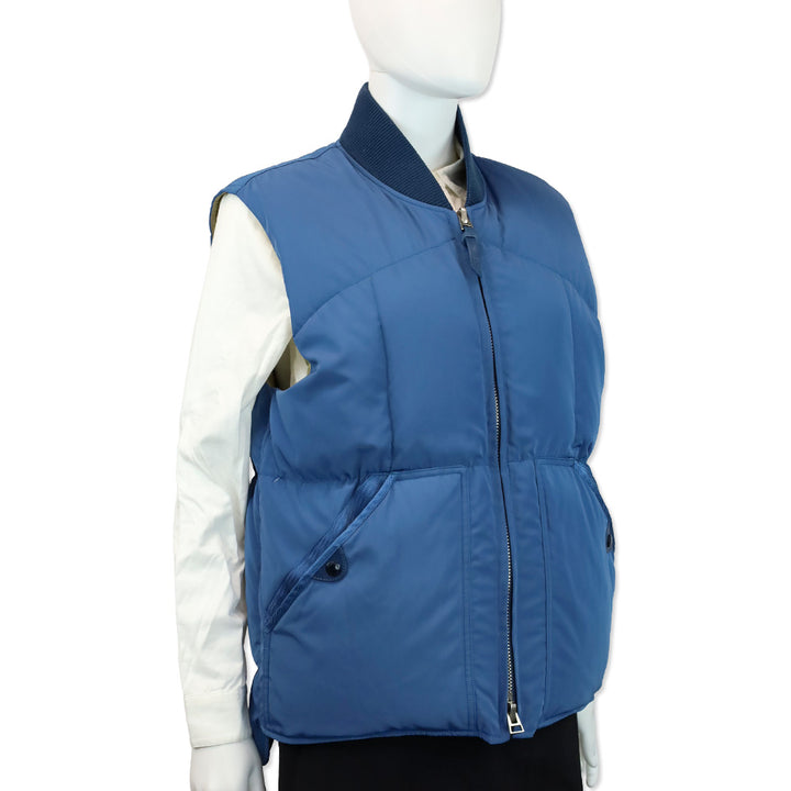 Tom Ford Blue Quilted Micro Ottoman Down Gilet Puffer Vest