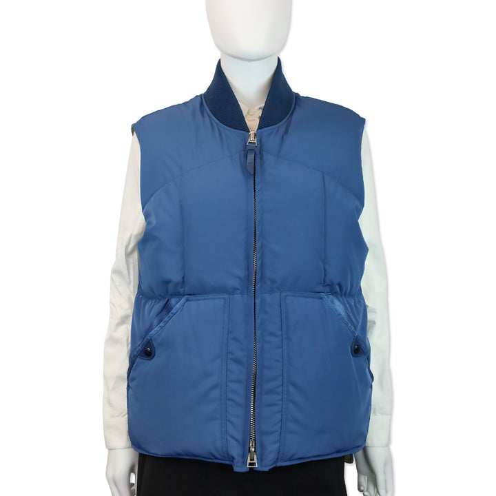 Tom Ford Blue Quilted Micro Ottoman Down Gilet Puffer Vest