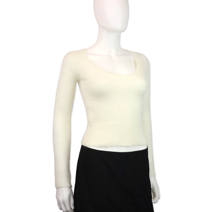 Tom Ford Cream Mohair-Blend Knit Pollover Sweater