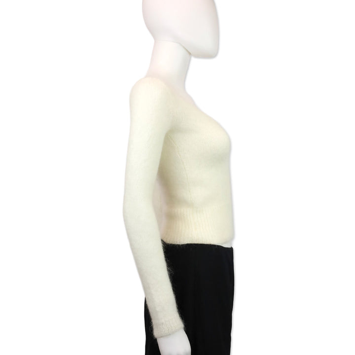 Tom Ford Cream Mohair-Blend Knit Pollover Sweater