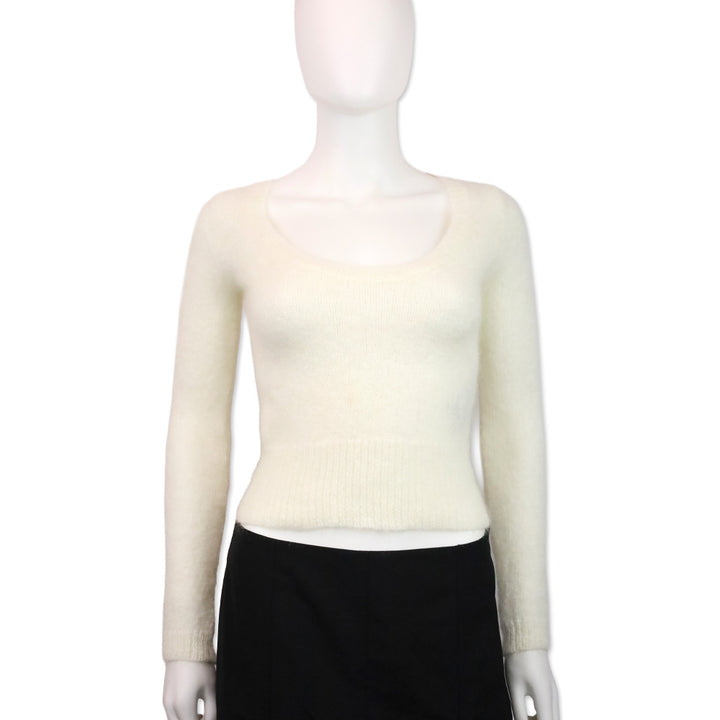 Tom Ford Cream Mohair-Blend Knit Pollover Sweater
