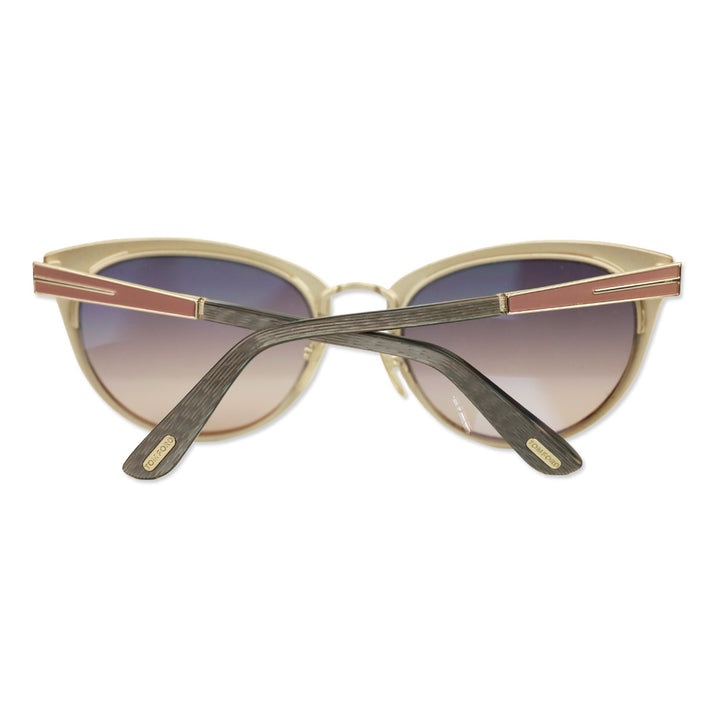 Tom Ford Nina Pink Gold Brown Gradient Tinted Lenses Cat Eye Sunglasses
