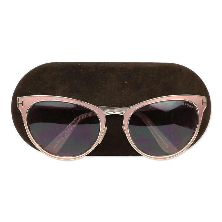 Tom Ford Nina Pink Gold Brown Gradient Tinted Lenses Cat Eye Sunglasses