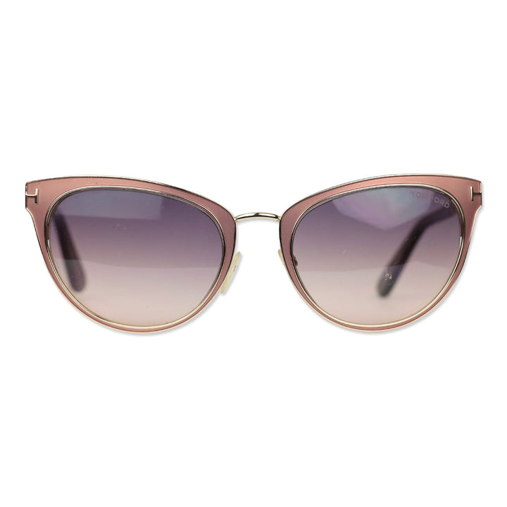 Tom Ford Nina Pink Gold Brown Gradient Tinted Lenses Cat Eye Sunglasses