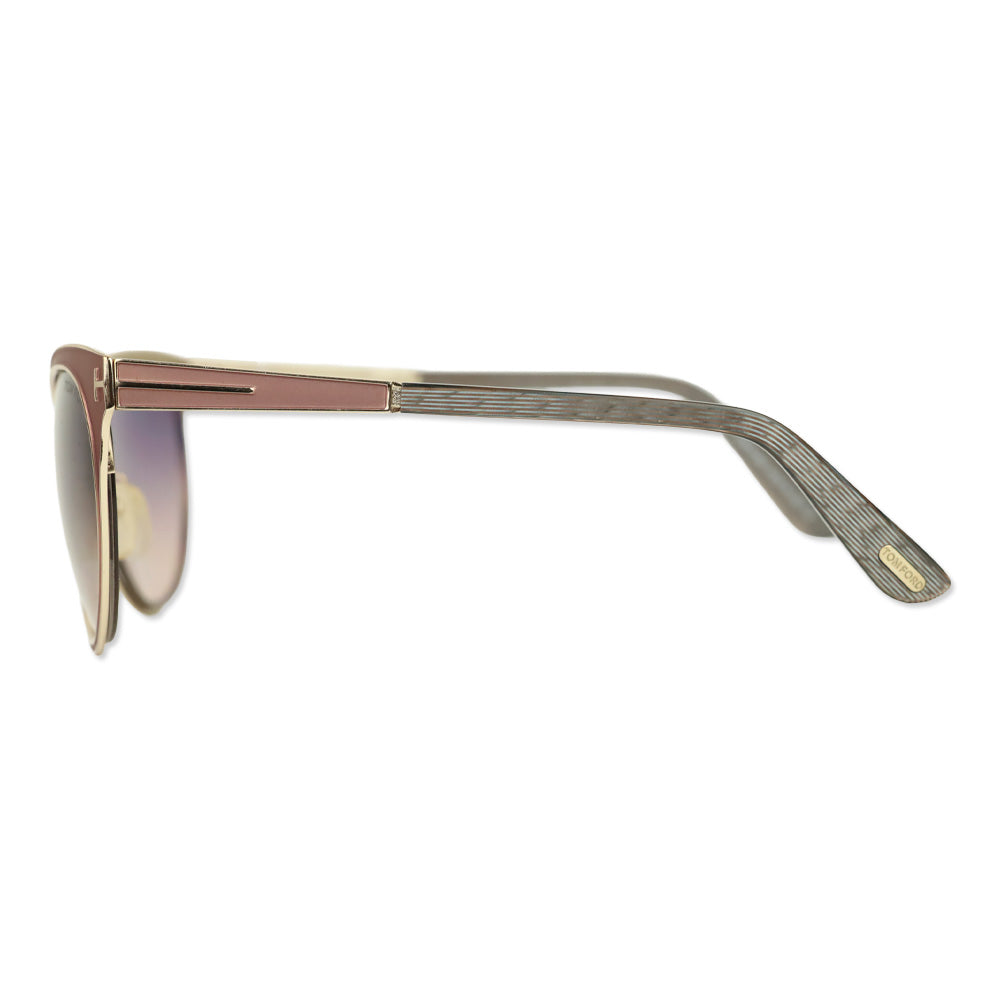 Tom Ford Nina Pink Gold Brown Gradient Tinted Lenses Cat Eye Sunglasses