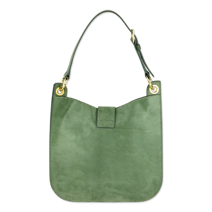 Tom Ford Small Tara Lizard Embossed Laurel Green Leather Top Handle Bag