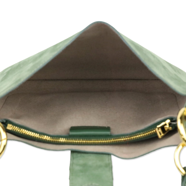 Tom Ford Small Tara Lizard Embossed Laurel Green Leather Top Handle Bag