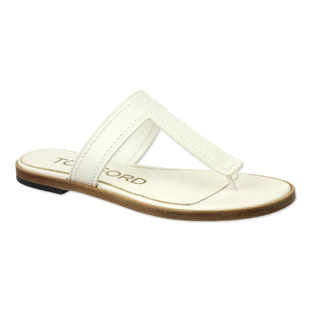 Tom Ford White Leather Thong Sandal