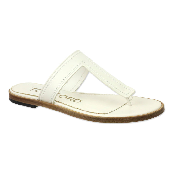 Tom Ford White Leather Thong Sandal