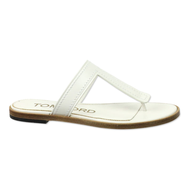 Tom Ford White Leather Thong Sandal
