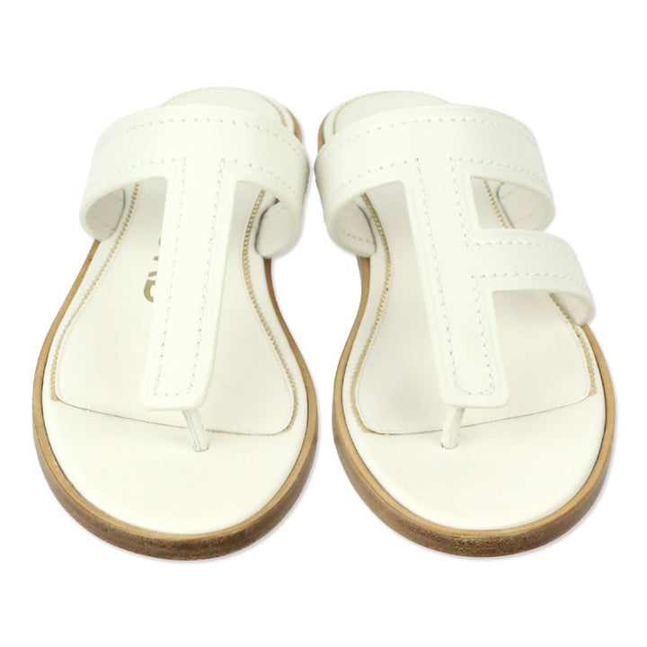 Tom Ford White Leather Thong Sandal