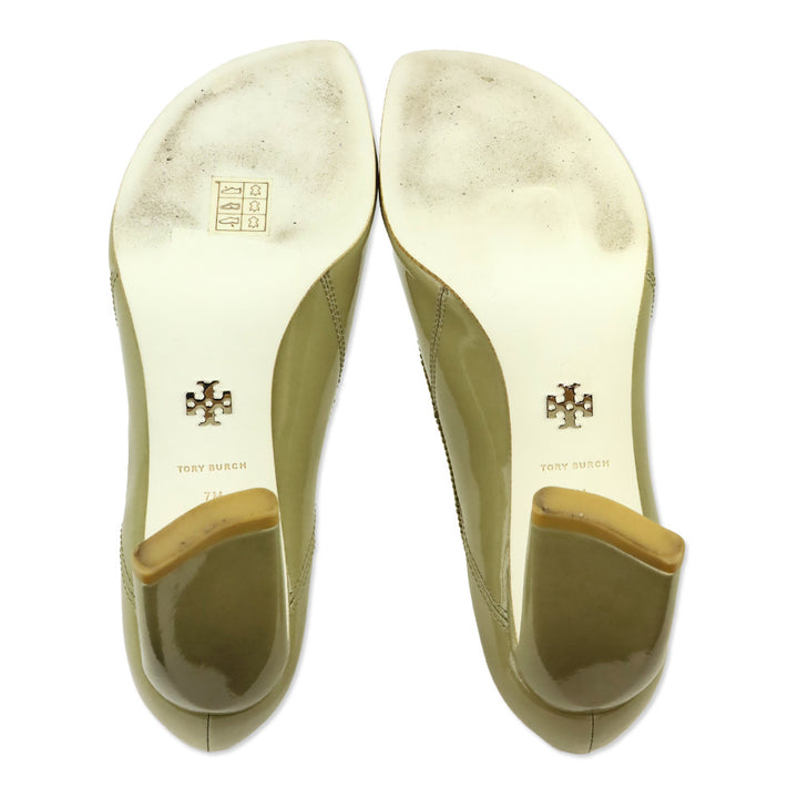 Tory Burch Palo Santo Patent Leather Peep Toe 90mm Pump