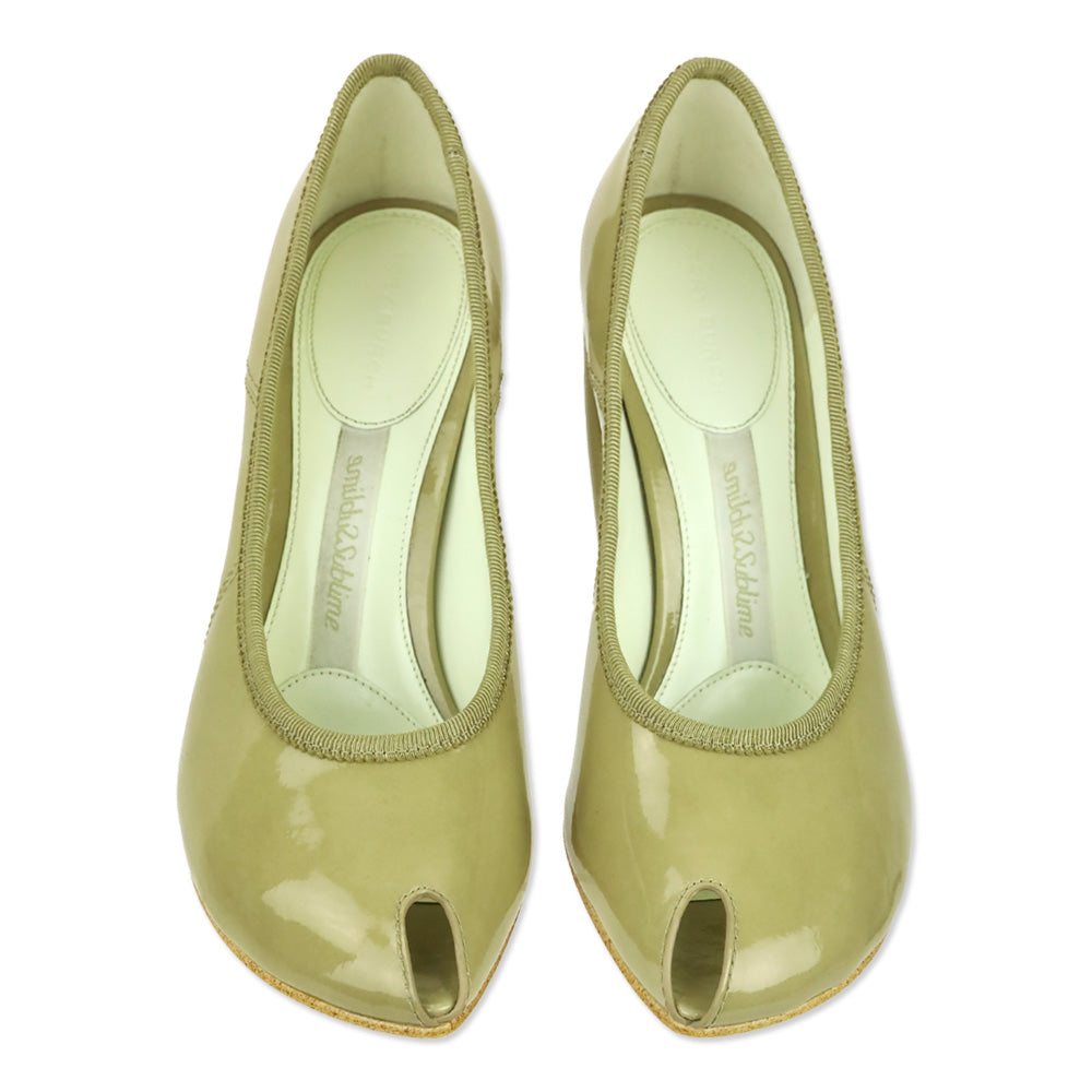 Tory Burch Palo Santo Patent Leather Peep Toe 90mm Pump