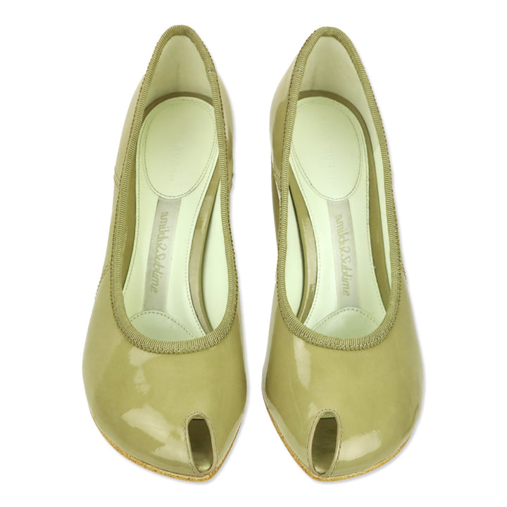 Tory Burch Palo Santo Patent Leather Peep Toe 90mm Pump