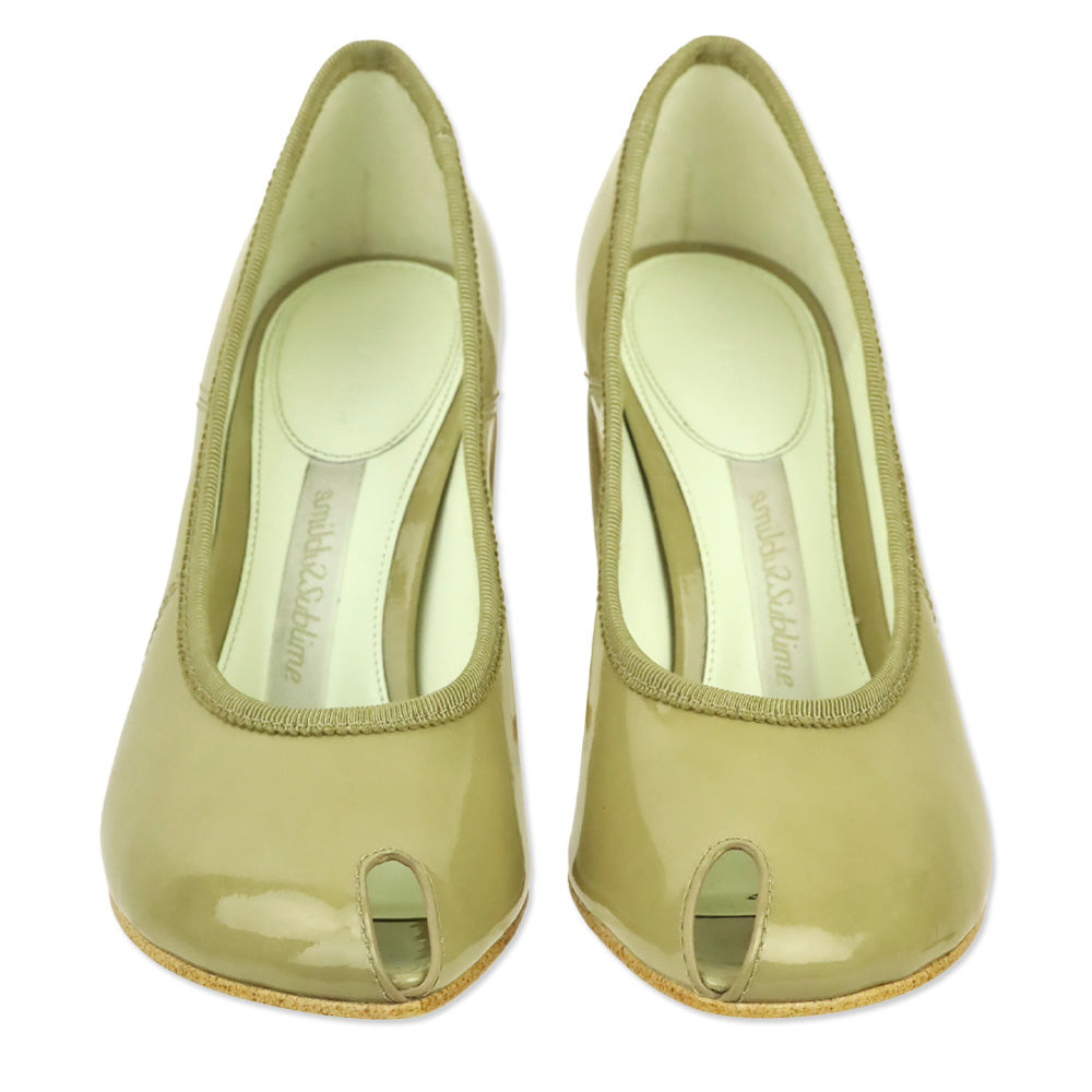 Tory Burch Palo Santo Patent Leather Peep Toe 90mm Pump