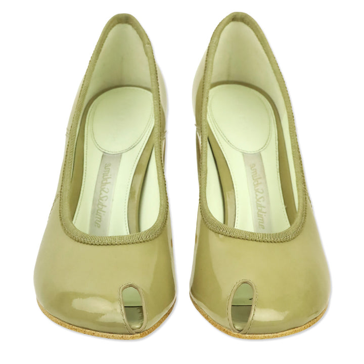 Tory Burch Palo Santo Patent Leather Peep Toe 90mm Pump