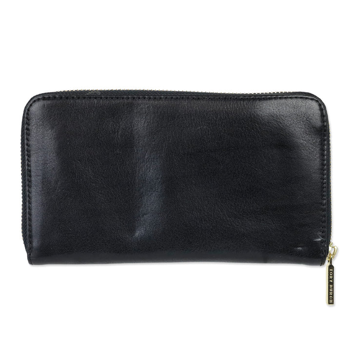 Tory Burch Black Bombe Leather Zip Continental Wallet