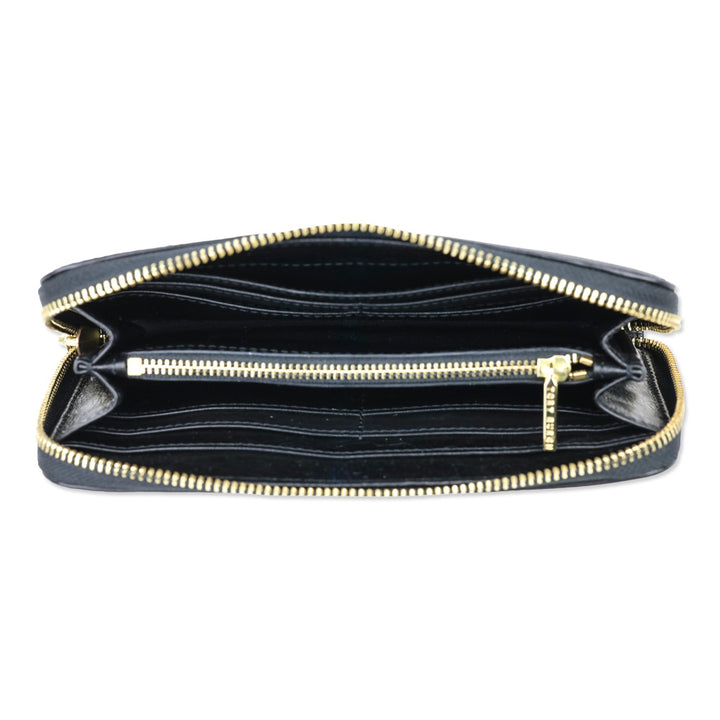 Tory Burch Black Bombe Leather Zip Continental Wallet