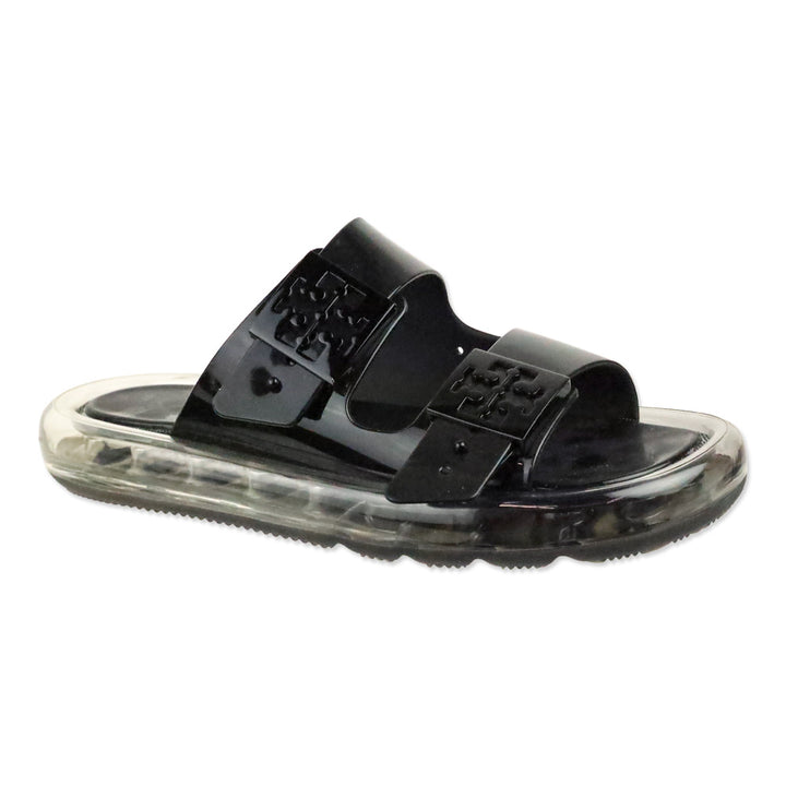 Tory Burch Black Buckle Bubble Jelly Slides