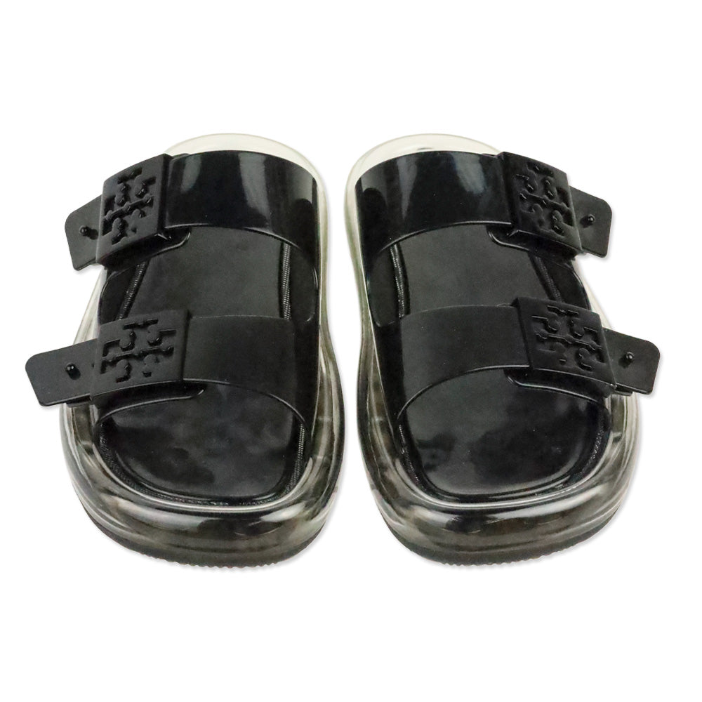 Tory Burch Black Buckle Bubble Jelly Slides