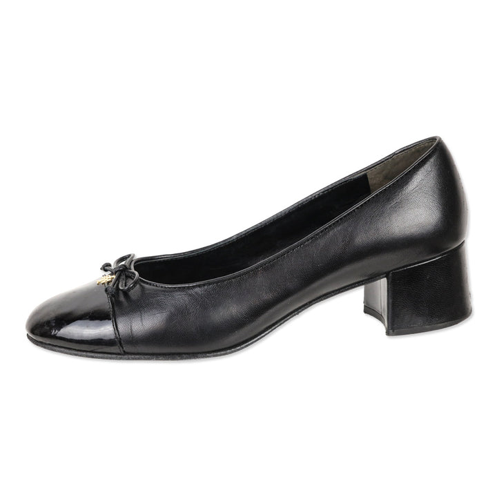 Tory Burch Black Cap-Toe Pumps