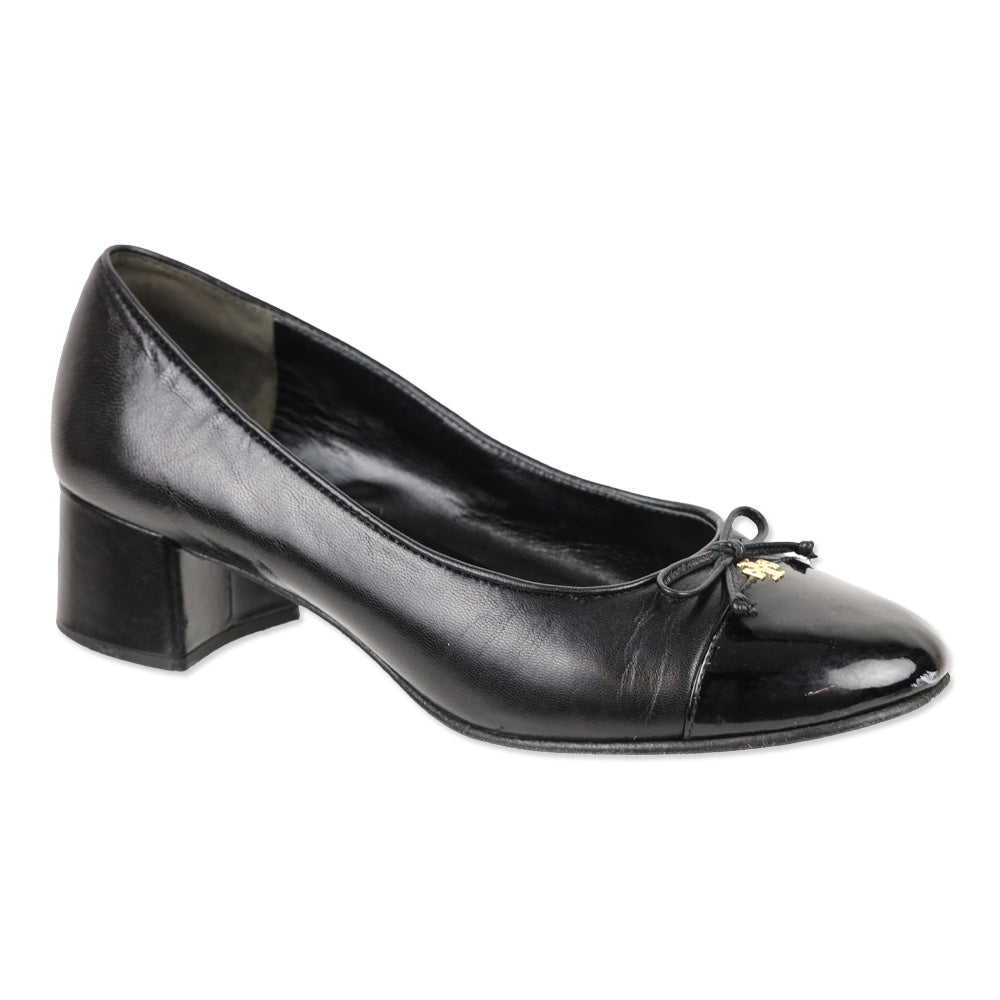 Tory Burch Black Cap-Toe Pumps