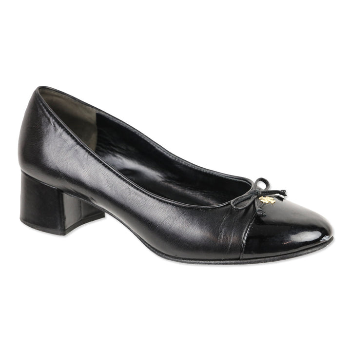 Tory Burch Black Cap-Toe Pumps