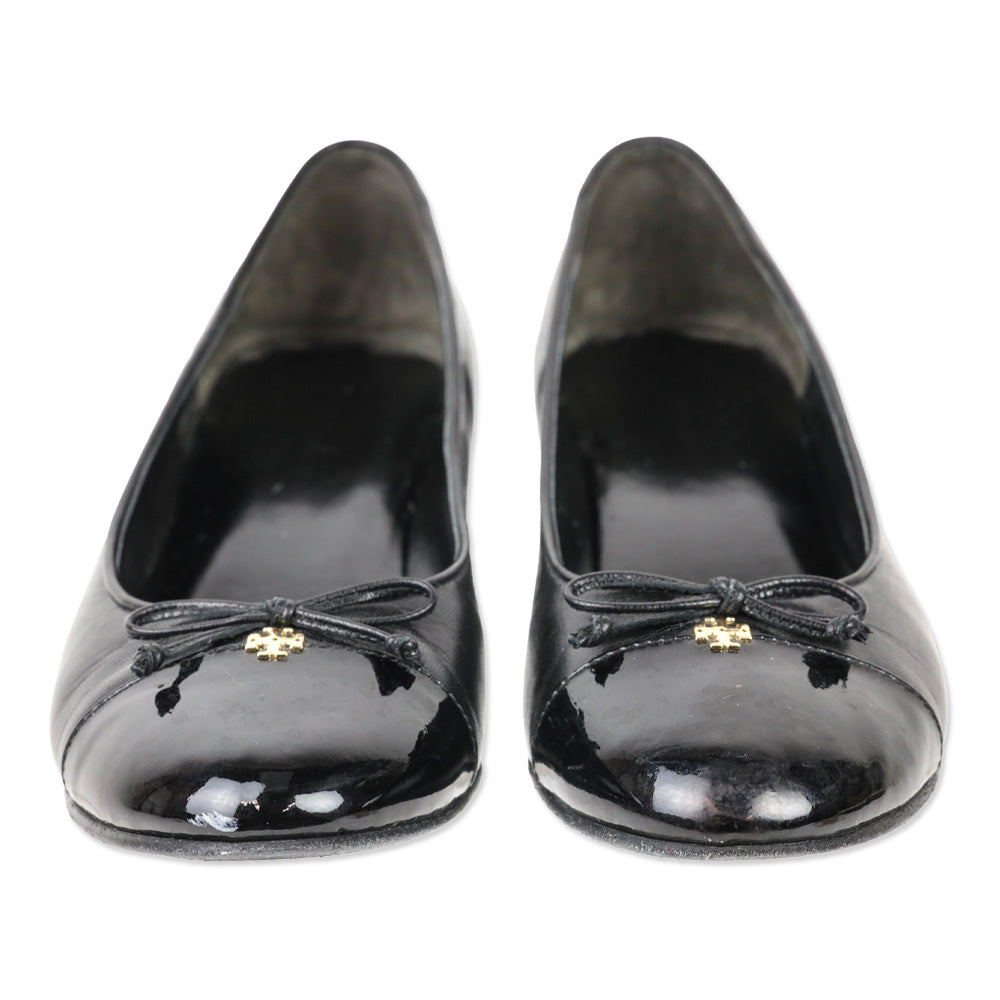 Tory Burch Black Cap-Toe Pumps