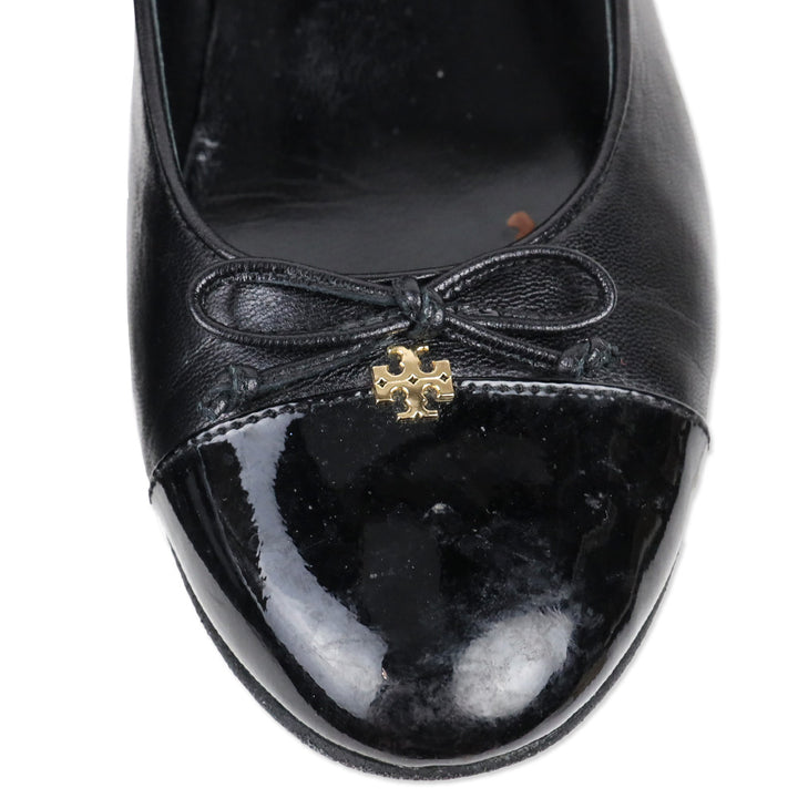 Tory Burch Black Cap-Toe Pumps
