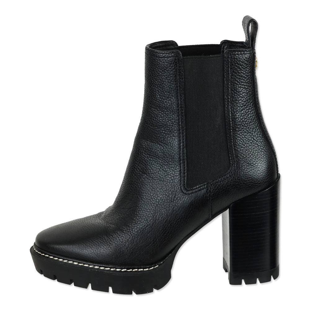 Tory Burch Black Carson Lug Sole Ankle Boot