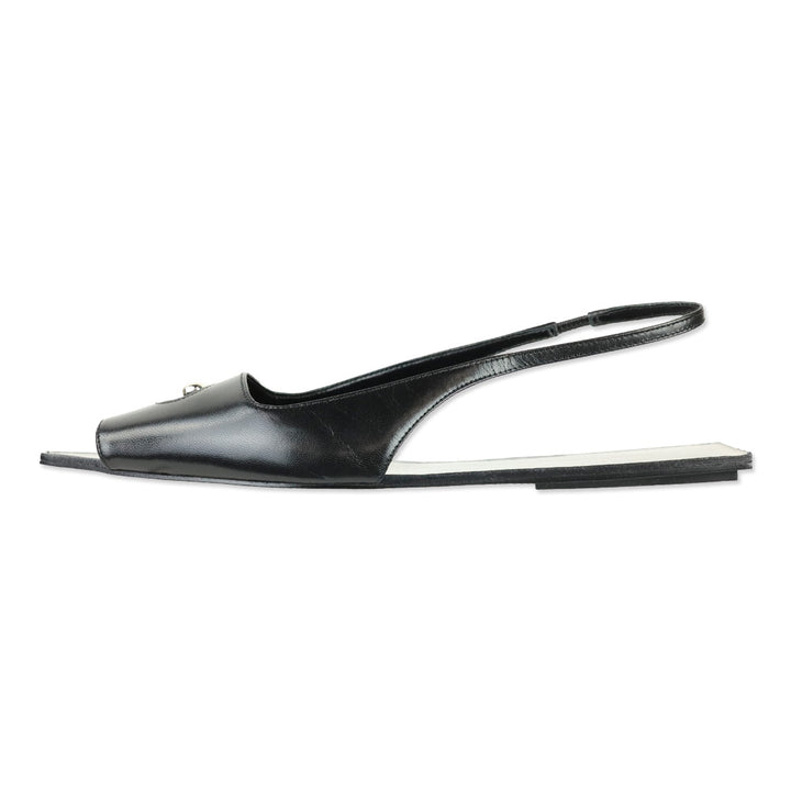 Tory Burch Black Goat Leather Pierced Slingback Flat