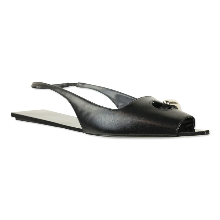 Tory Burch Black Goat Leather Pierced Slingback Flat