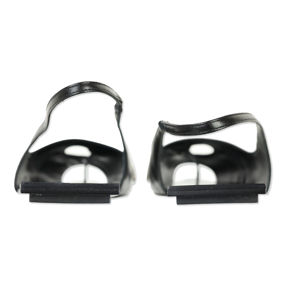 Tory Burch Black Goat Leather Pierced Slingback Flat